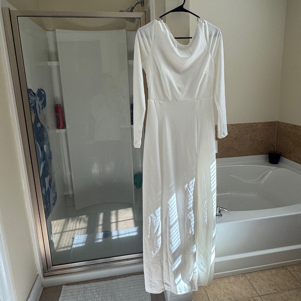 White Dress with Lace Back Details